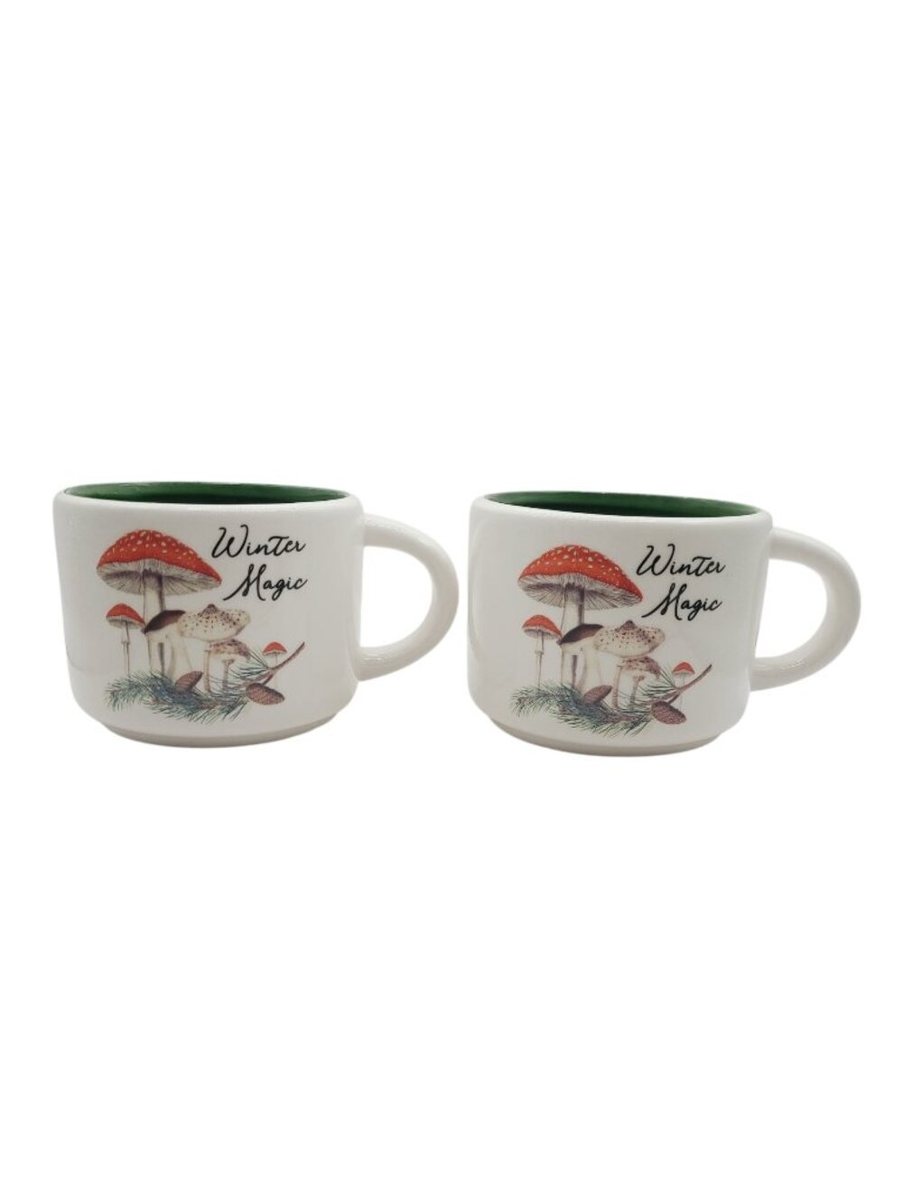 Mushroom Coffee Cups Set 2 Retro Inspired Winter Magic Cottage Core Granny Core